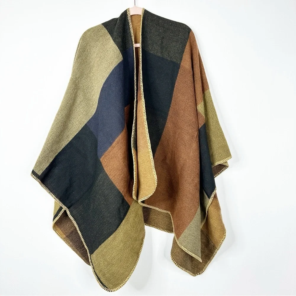 Multi-Color Plaid Wrap Scarf - Women - Picture 6 of 7